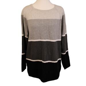 Karen Scott Gray/Black Color Block Scoop Neck Tunic Sweater Sz L